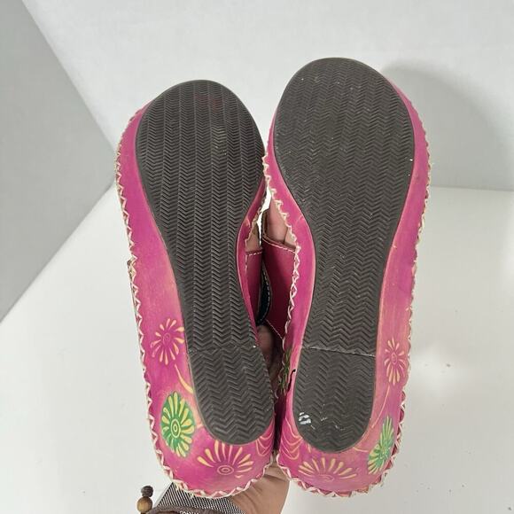 Elite Corkys Colorful Wedge Sandals Women’s 9 Leather Painted Navajo Pink Green - Picture 8 of 14